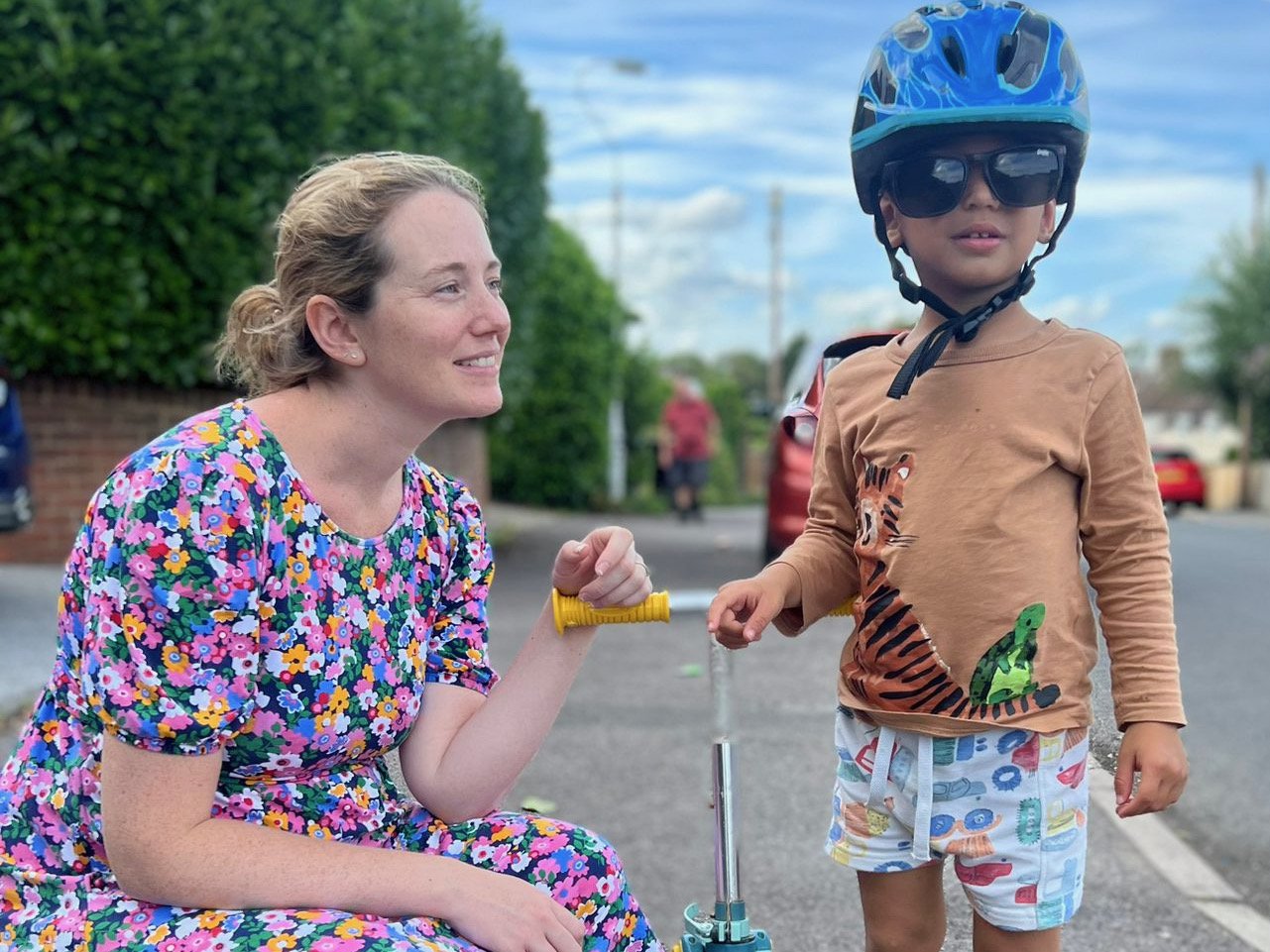 Becky Chamberlain holding her son
